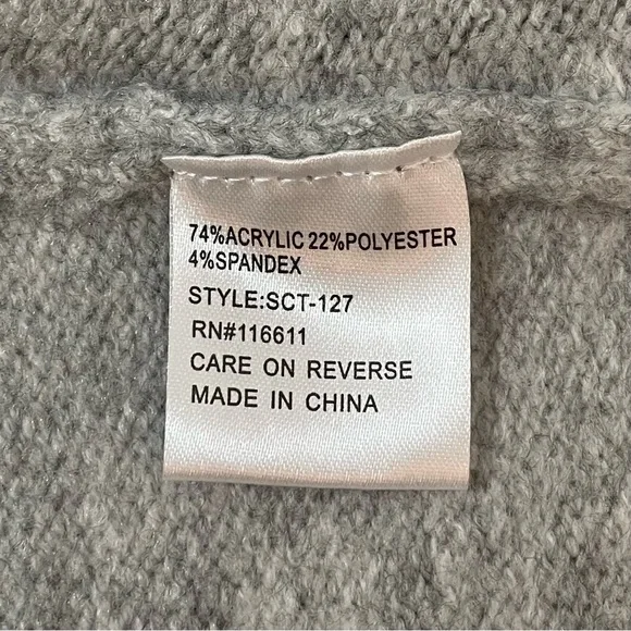 NWT Anthropologie Self Contrast Ainsley Ruffle Collar Cardigan Sweater Gray Boho - Picture 11 of 12